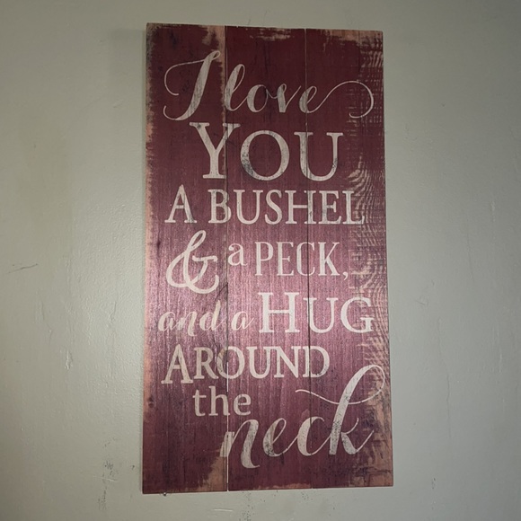 P. Graham Dunn-“Bushel and a Peck” red vintage style wood wall art NEW 2 LEFT - Picture 3 of 5